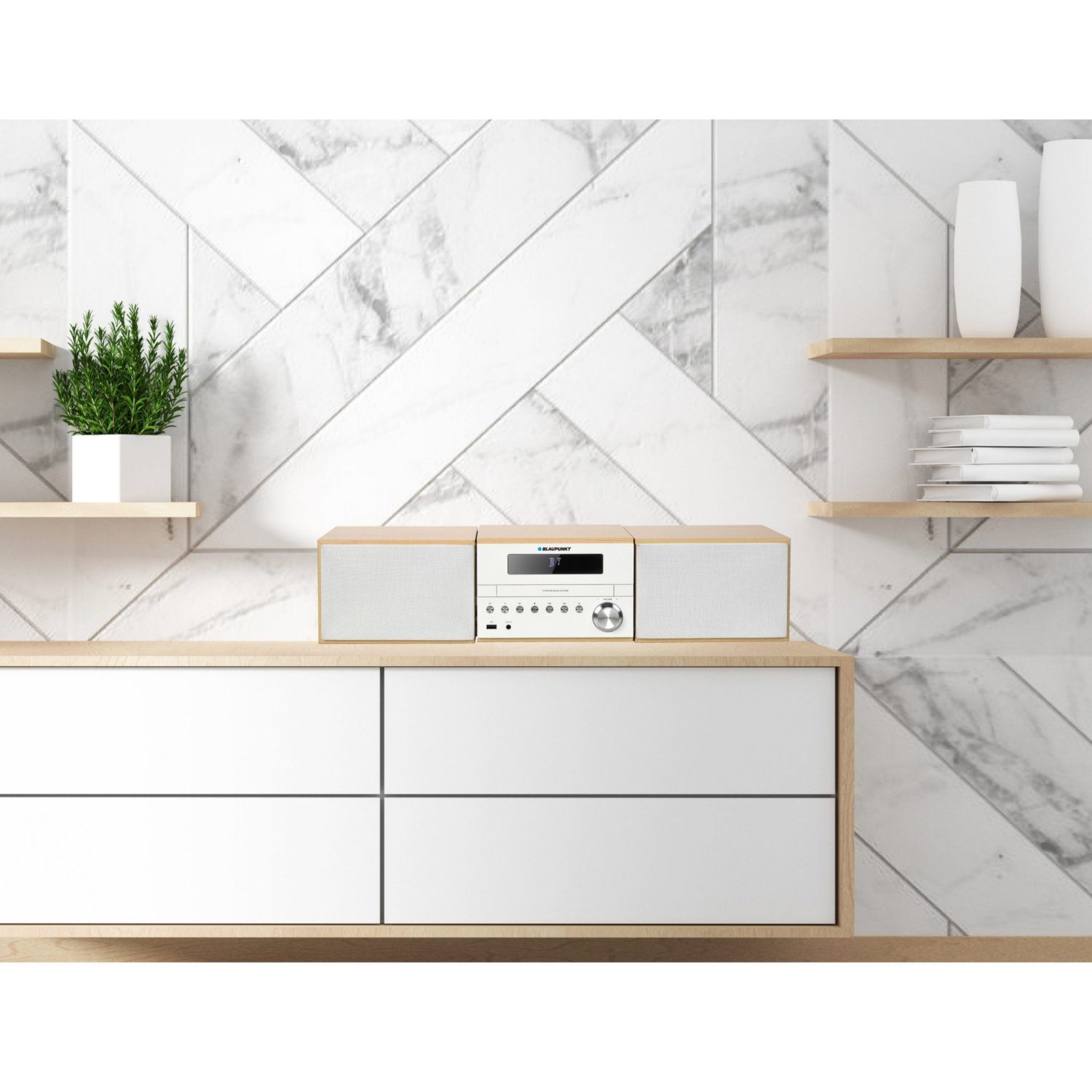 Blaupunkt MS45BT Stereoanlage (UKW mit RDS, 100,00 W, Mikro-HiFi System inkl. Fernbedienung, Bluetooth, CD-Player, USB, AUX, UKW mit RDS, Equalizer)