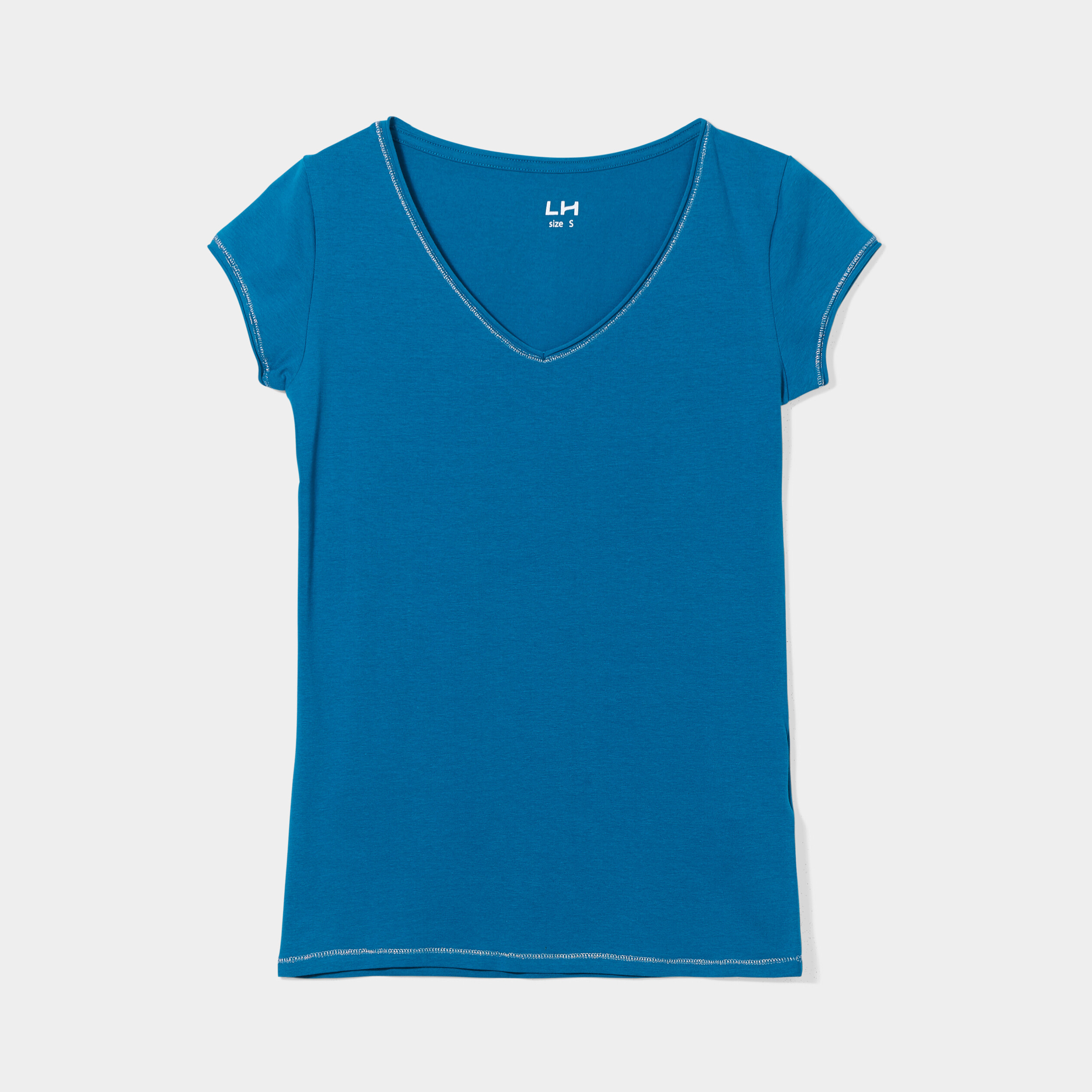 T-shirt manches courtes ajusté bleu canard femme | La Halle