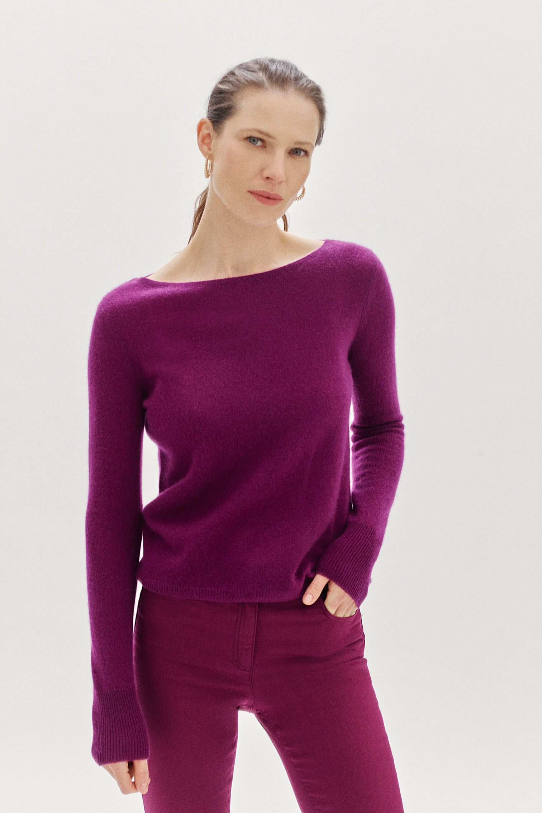 pull zofia 100% cachemire prune femme