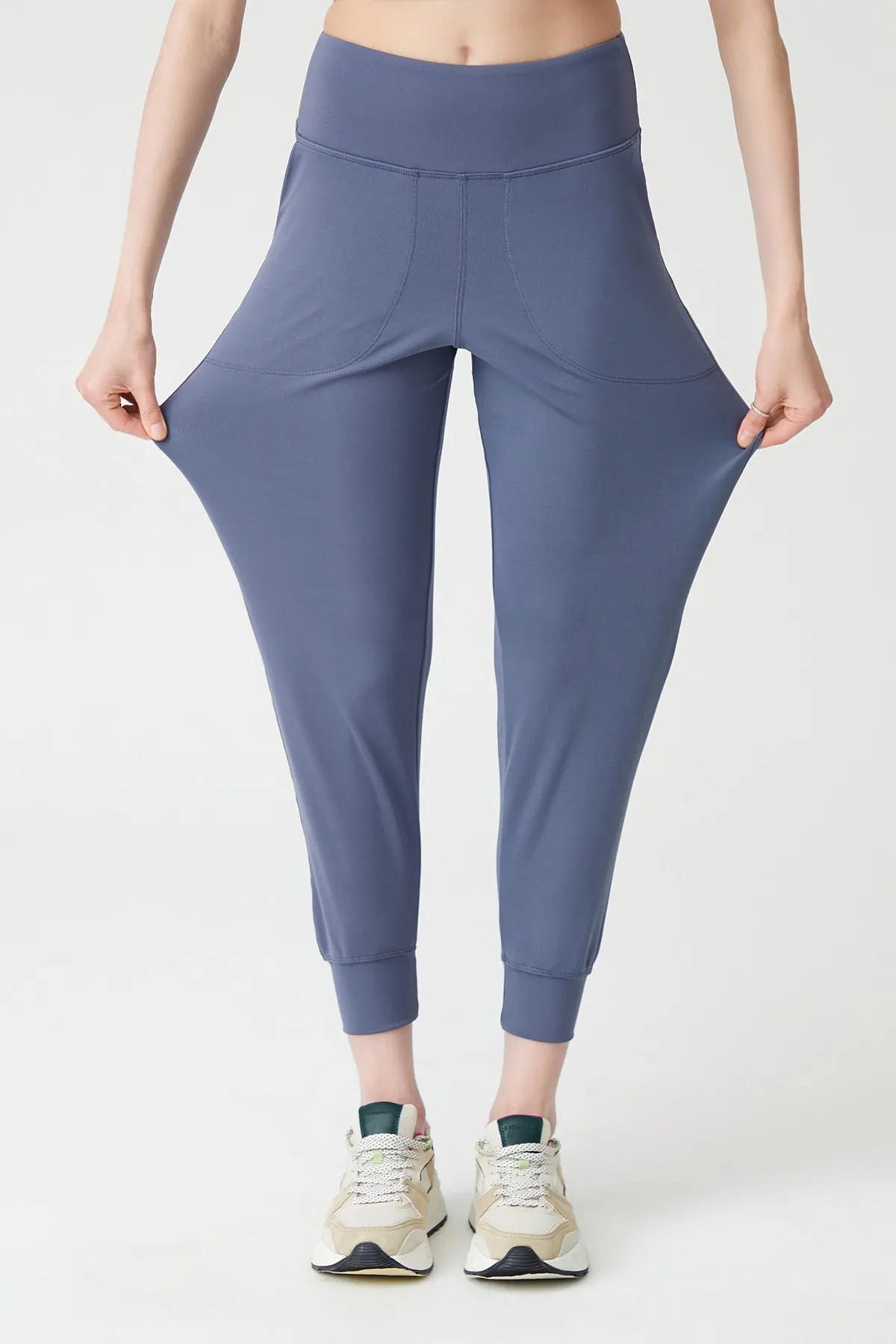 LOS OJOS  Anthrazitfarbene Jogginghose mit hoher Taille für Damen