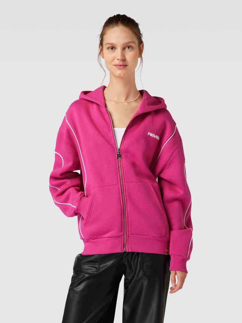 Sweatjacke mit Label-Print in fuchsia