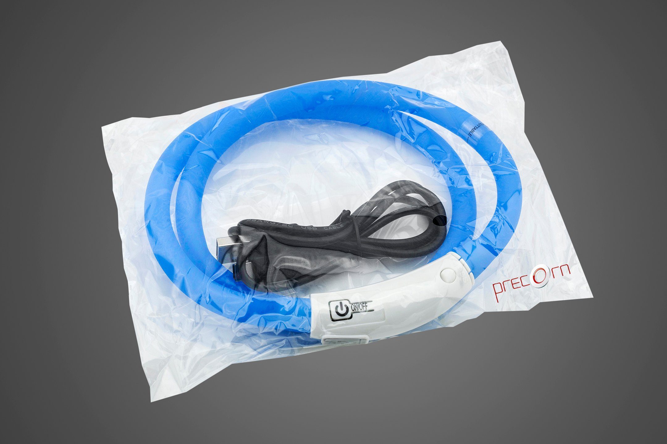 PRECORN Hunde-Halsband LED Silikon Hunde Leuchthalsband aufladbar per USB indiv. kürzbar, Silikon
