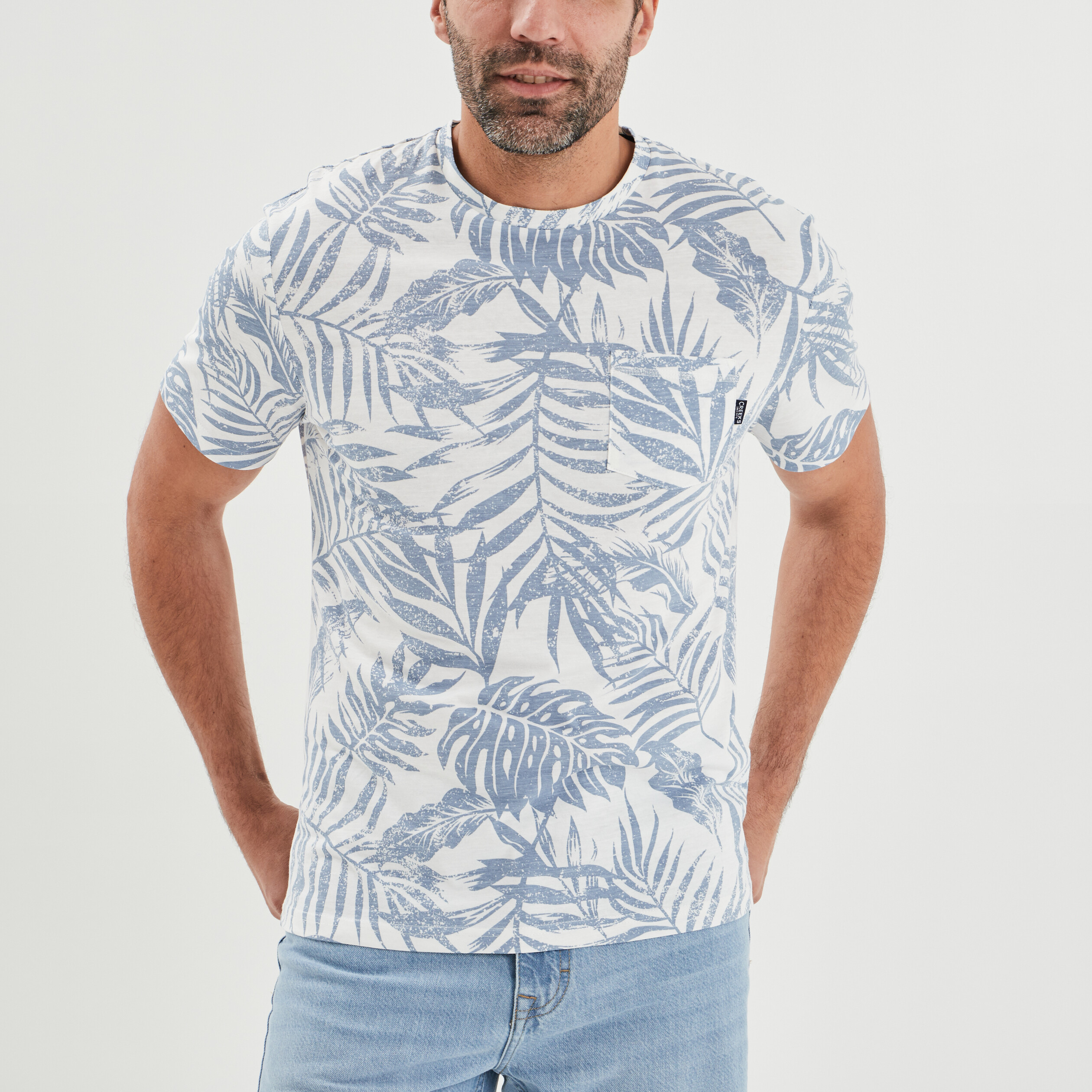 T-shirt manches courtes Creeks bleu homme | La Halle
