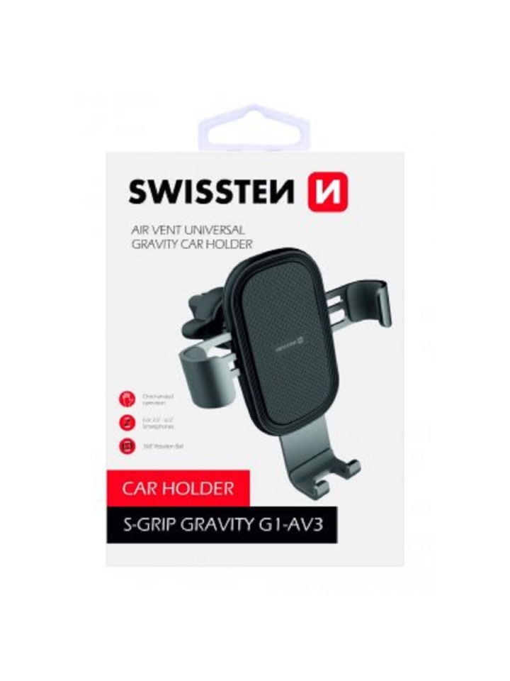 Swissten Gravity 360 Grad Universal Auto-Lüftungshalter für mobile Geräte in schwarz günstig kaufen 20 cm