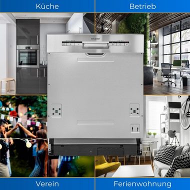 exquisit teilintegrierbarer Geschirrspüler, EGSP1012-EB-030E, 11 l, 12 Maßgedecke, Wassersparend (ECO Programm)