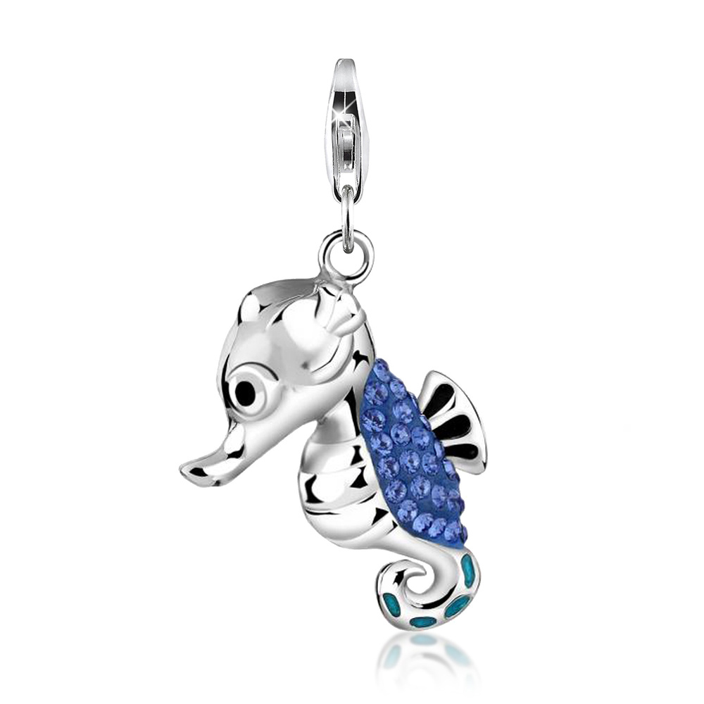 Nenalina Nenalina Amulette Seepferdchen Kristalle 925 Silber Pendentif