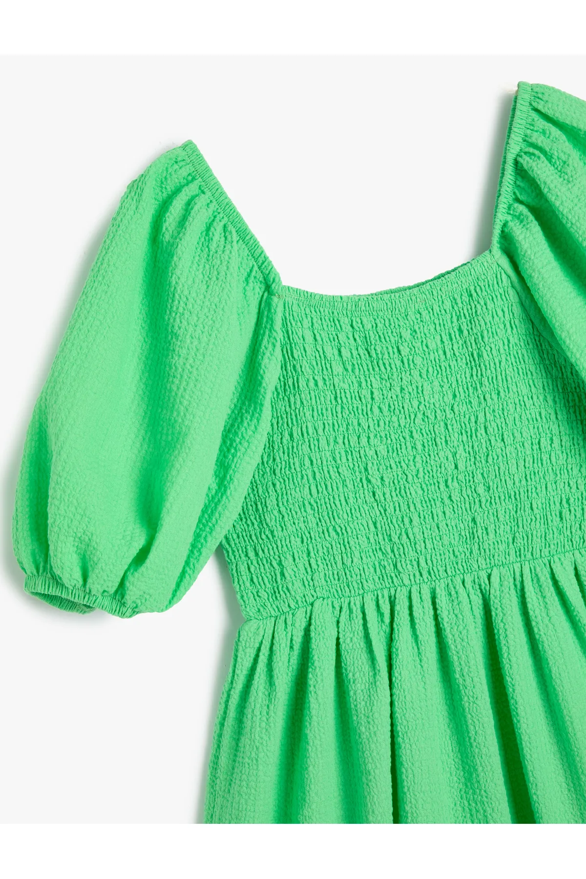 Koton  Kleid aus Baumwolle mit Ballonärmeln, Gimped und quadratischem Ausschnitt