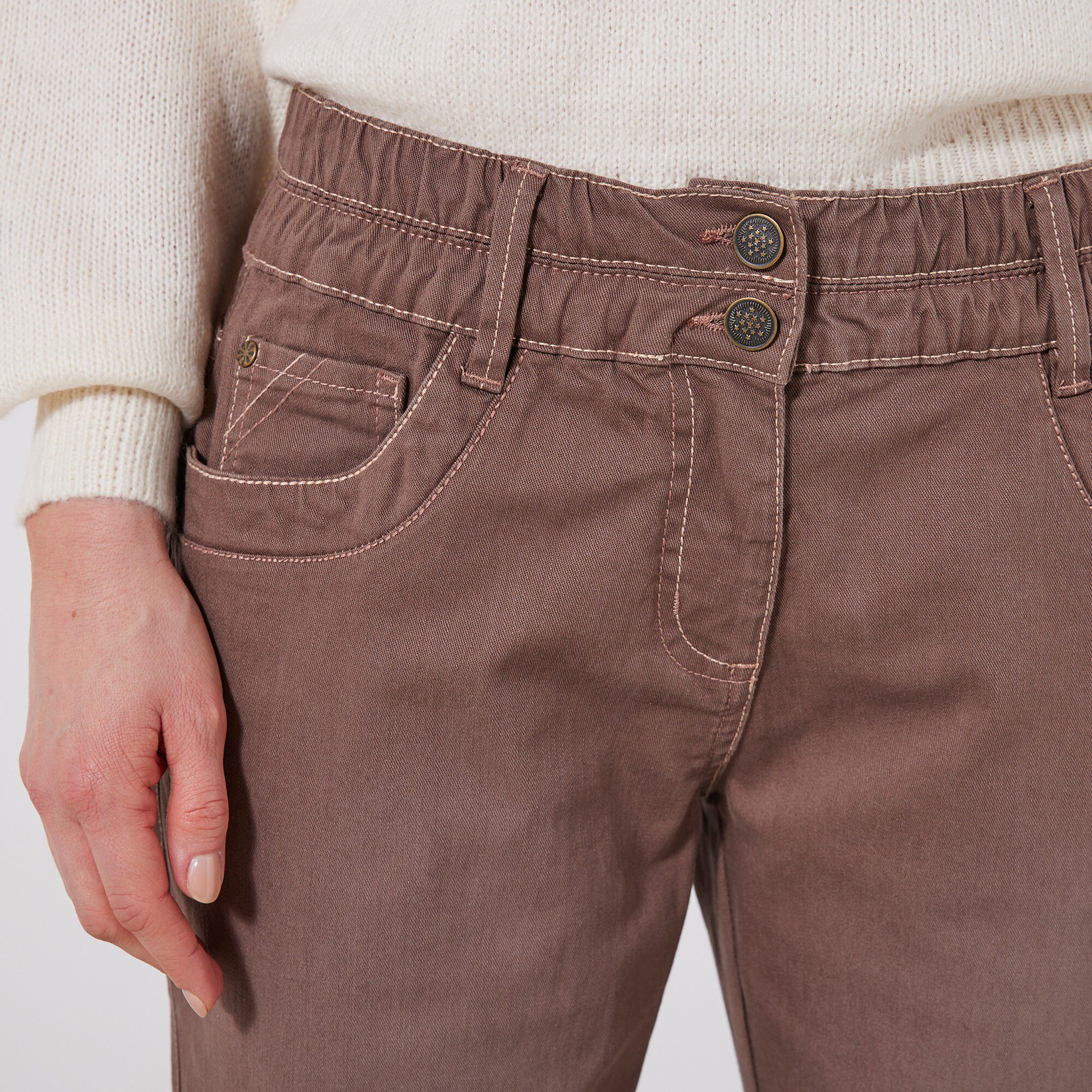 Jean mom couleur taille élastiquée