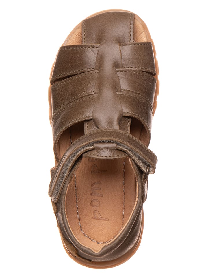 POM POM Leder-Halbsandalen in Braun günstig kaufen