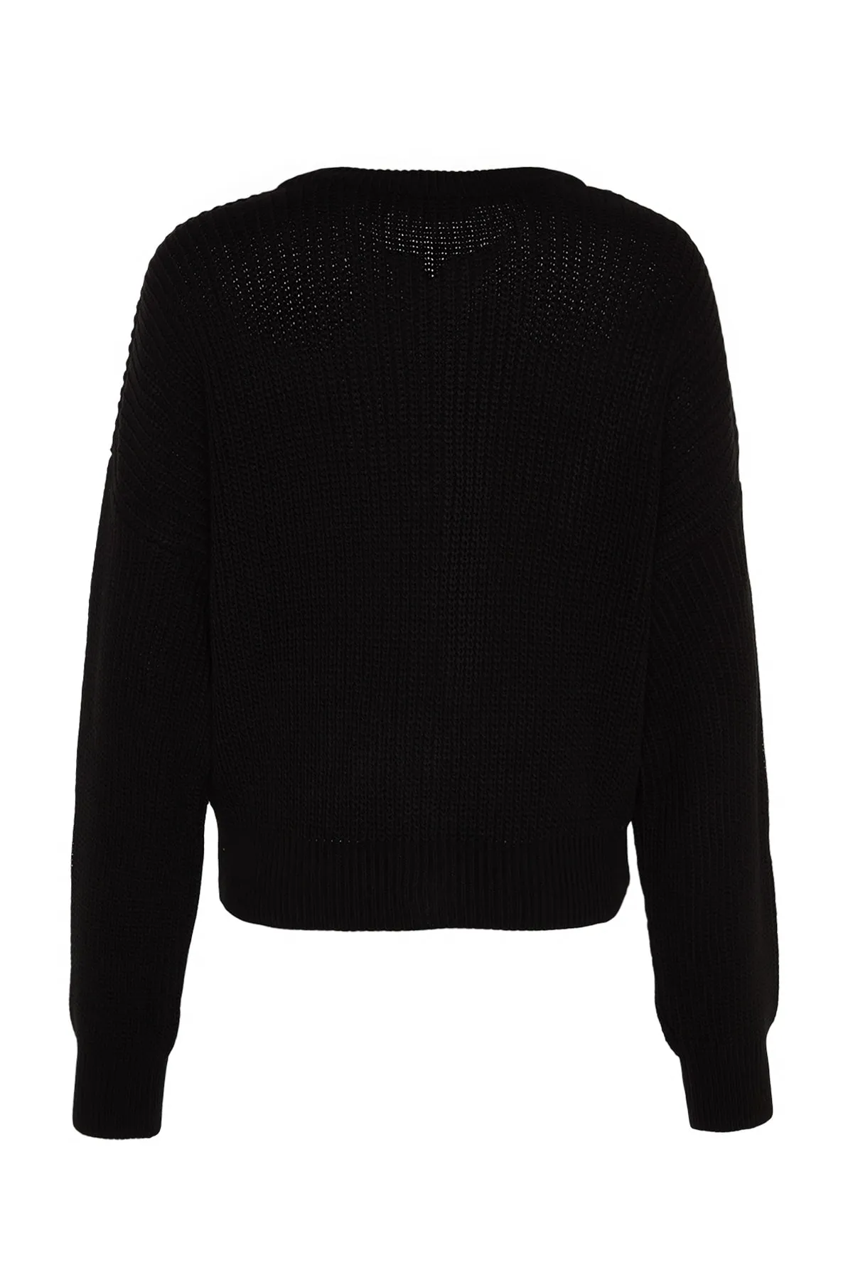 Trendyol Collection  Schwarzer Strickcardigan mit Bomberkragen TWOAW24HI00153