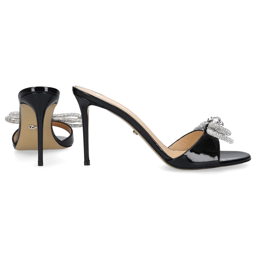 Mach & Mach - Pantoletten DOUBLE BOW Lackleder - schwarz