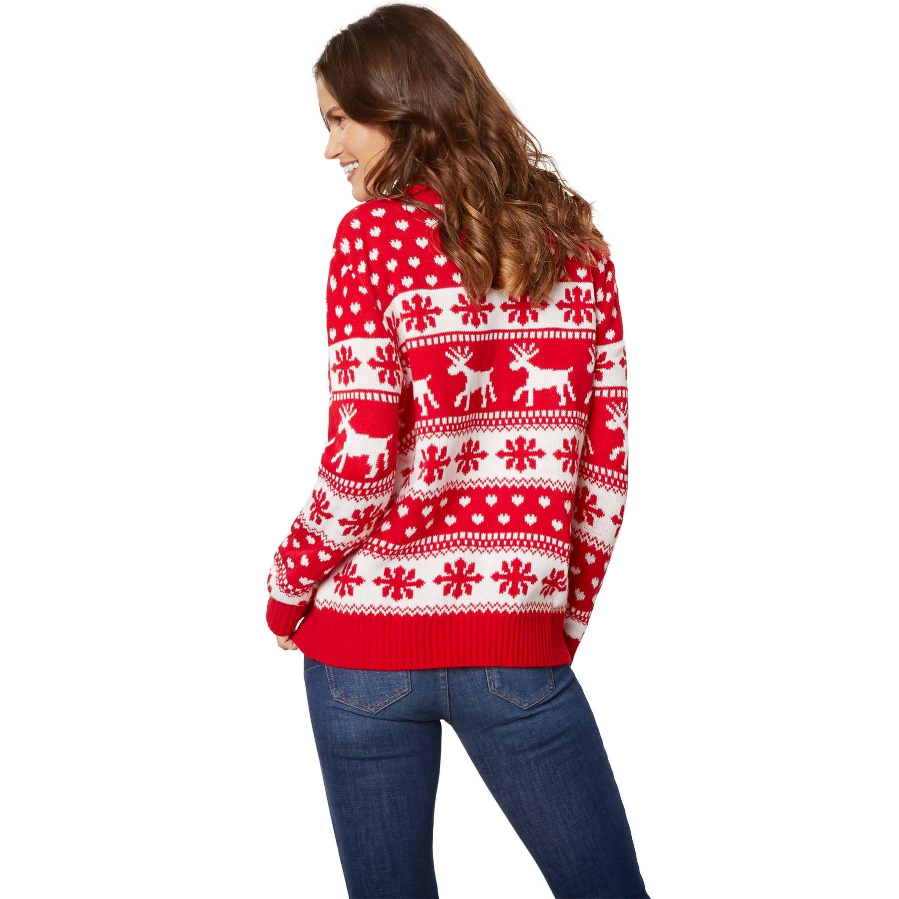 dressforfun Weihnachtspullover Weihnachtspullover Winterzauber rot-weiß für