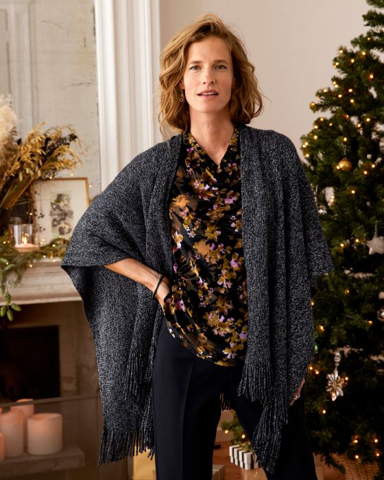 Cape poncho maille brillante