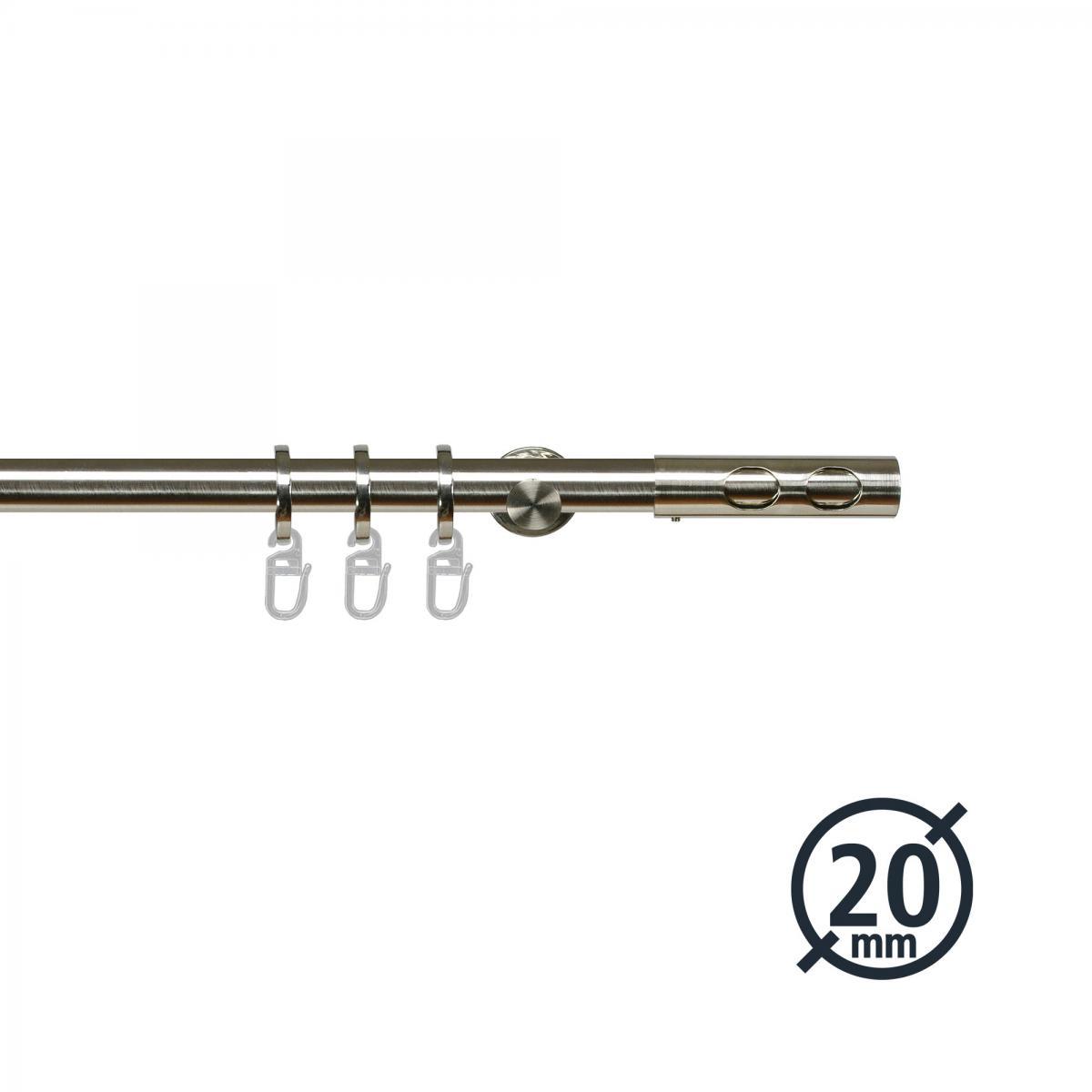 Bella Casa Gardinenstange, Stilgarnitur, Komplettgarnitur - Avo ø 20 mm 120 cm edelstahl-optik