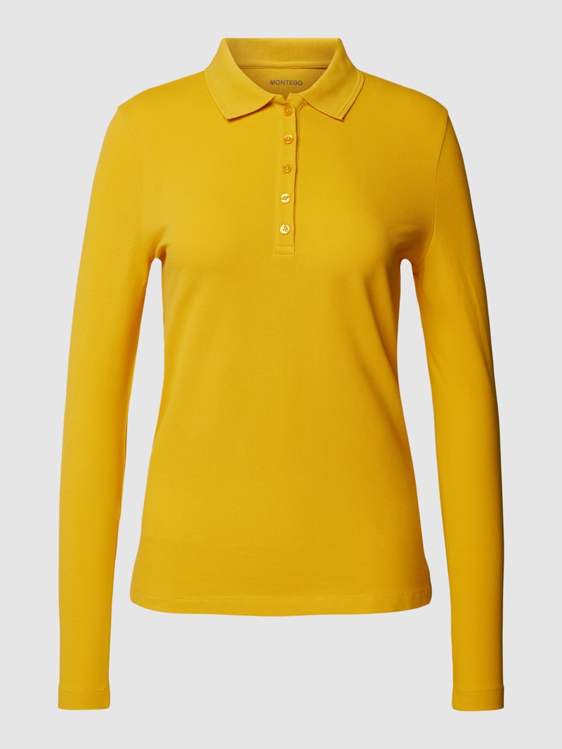 Longsleeve mit Polokragen in senfgelb