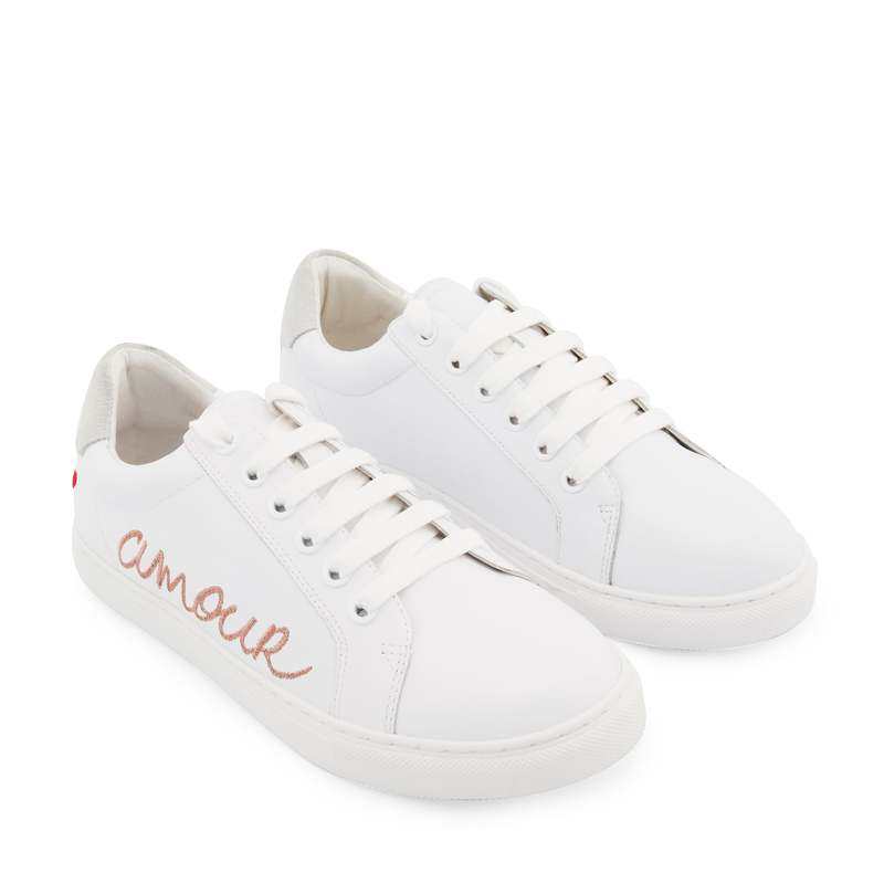 Baskets en cuir Simone amour blanc/rose gold