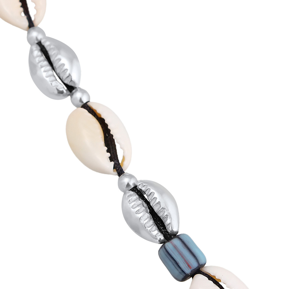 Elli Elli Collier Femmes choker verre perles style surfeur avec coquillage cauri en ar collier