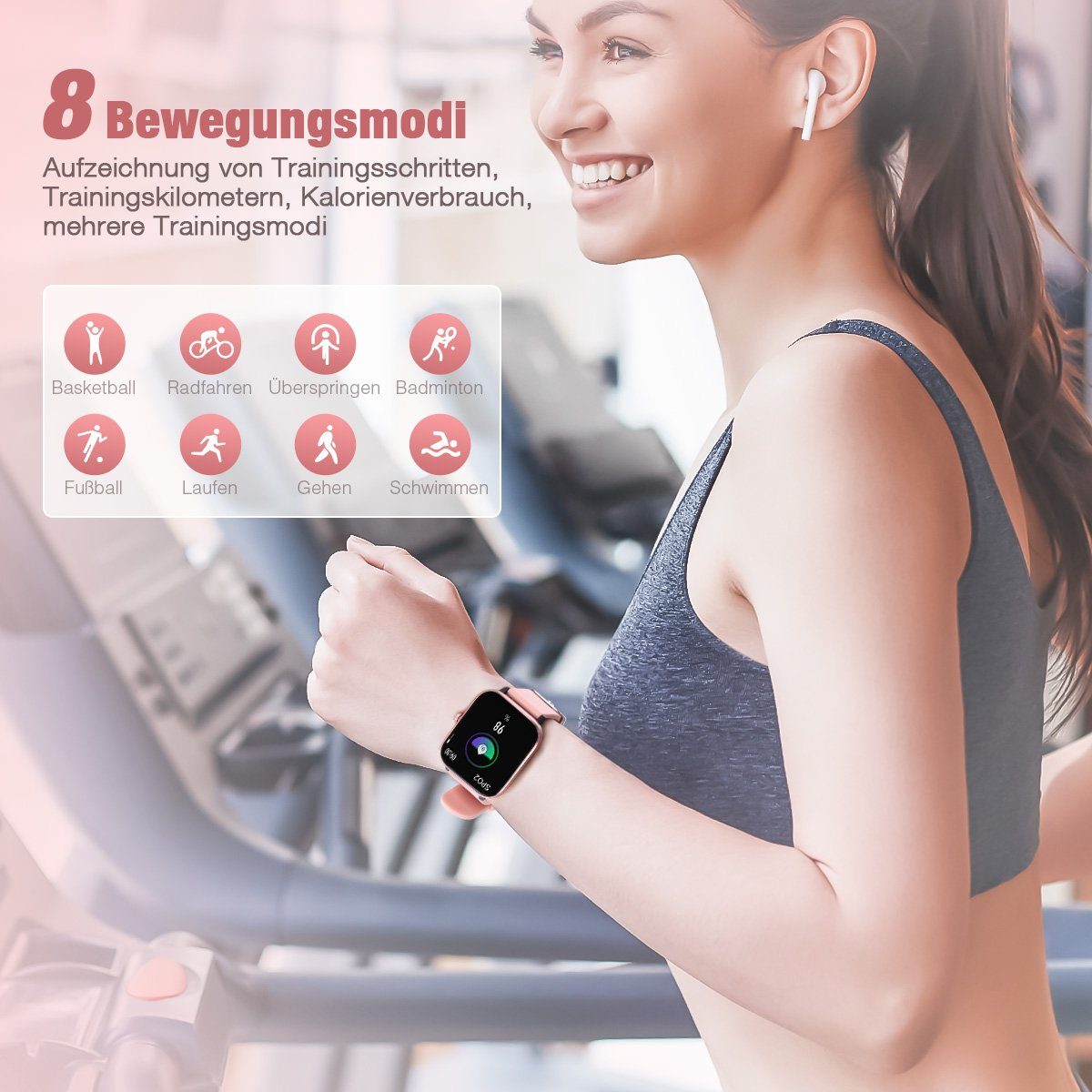 ombar SmartWatch Damen Herren mit Bluetooth Anrufe, 1.7