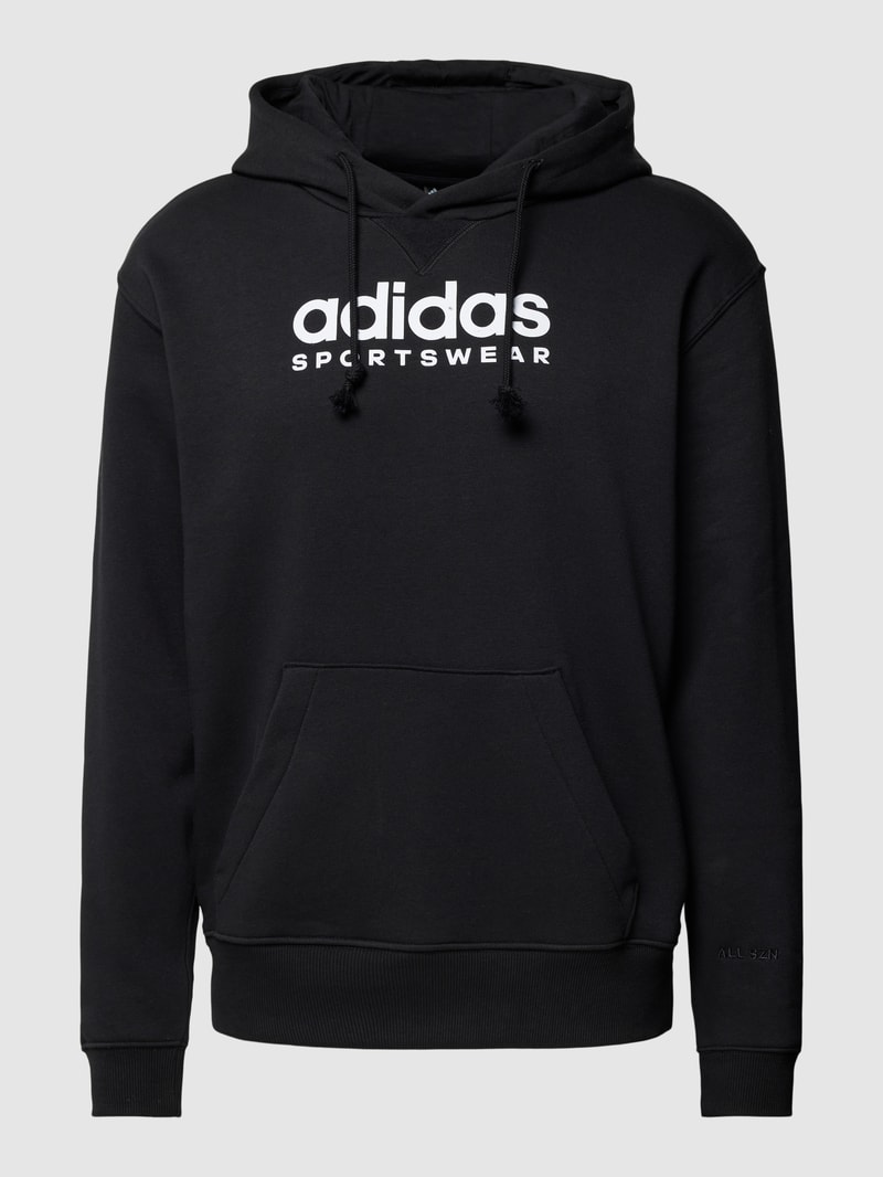 Hoodie mit Label-Print Modell 'ALL SZN' in schwarz