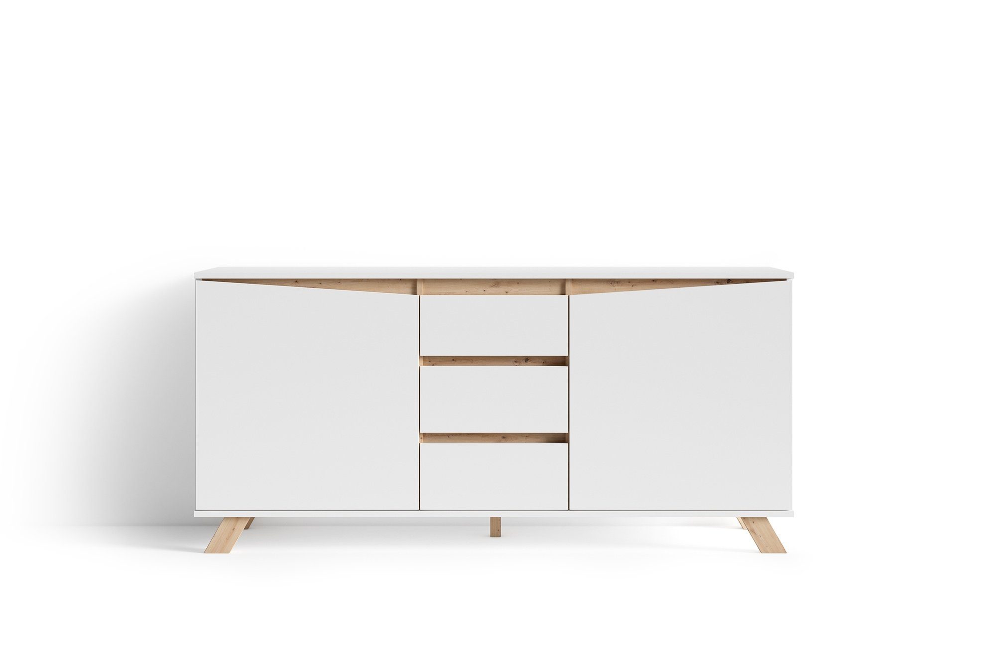 möbelando Sideboard VALENTIN (BxHxT: 160x80x38 cm), in weiß mit 3 Schubladen und 2 Türen