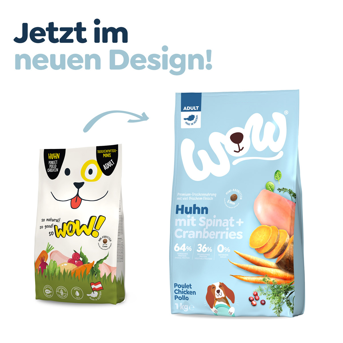 WOW Minis Adult Huhn mit Spinat und Cranberries 1kg bei ZooRoyal