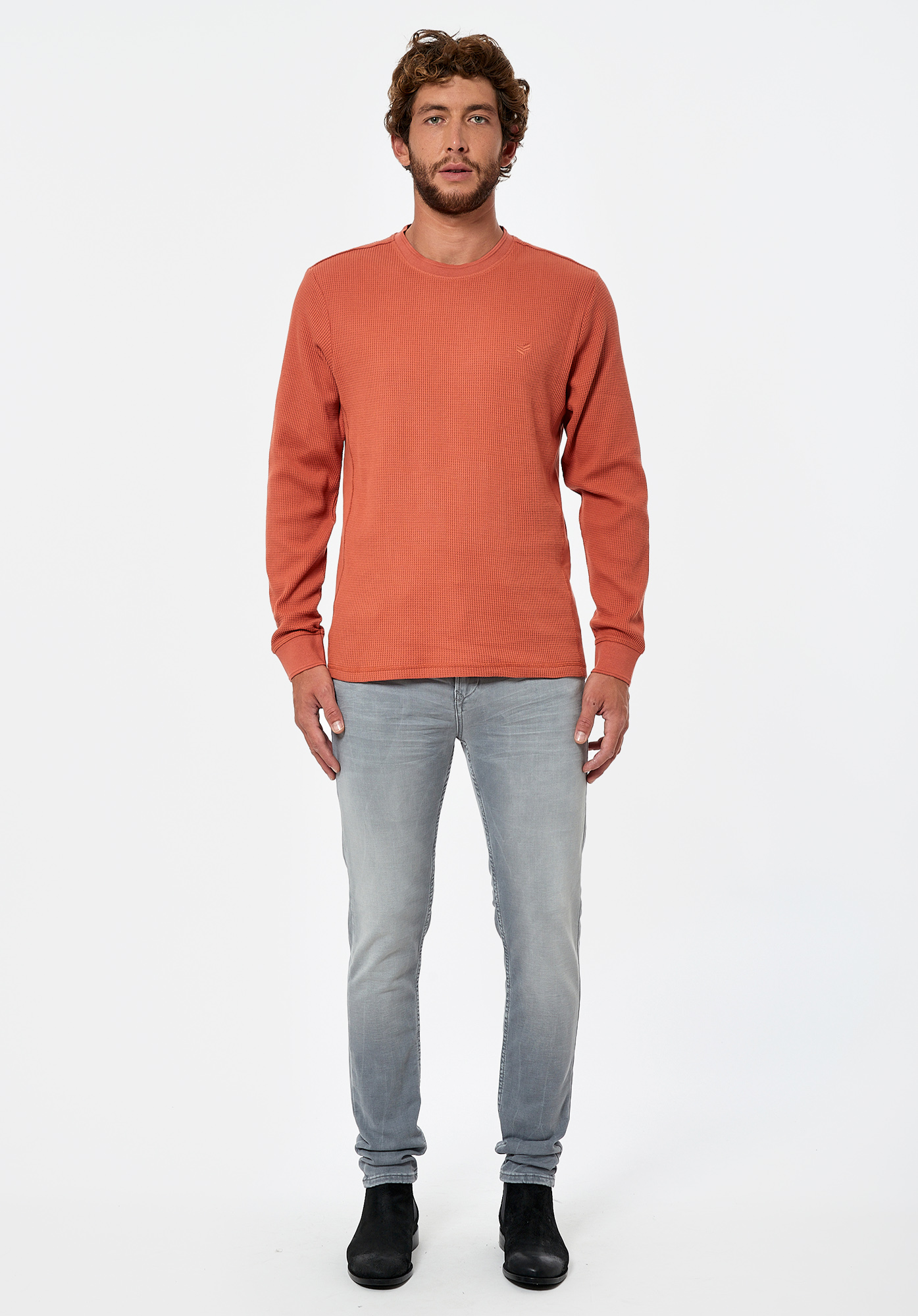 SAFLE  Pull orange Homme en 100% coton
