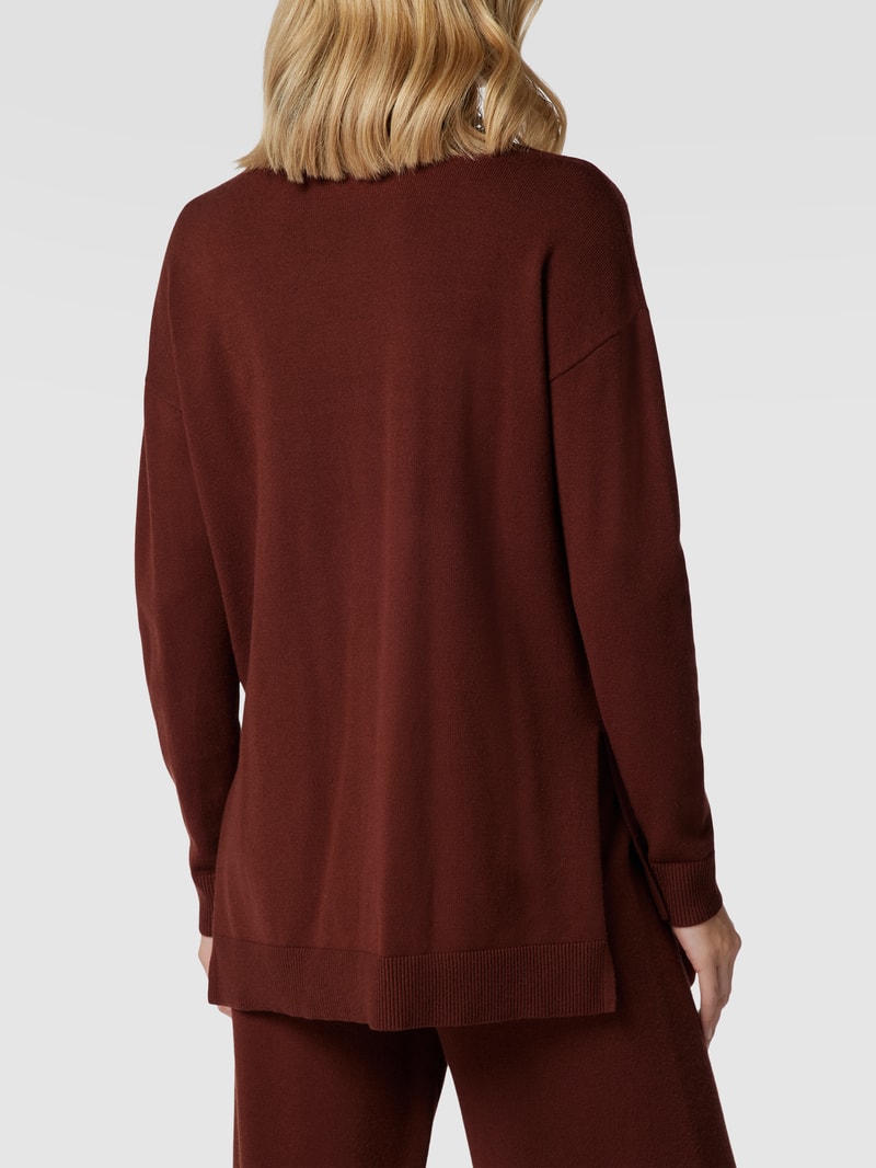 Longsleeve mit Seitenschlitzen in dunkelbraun