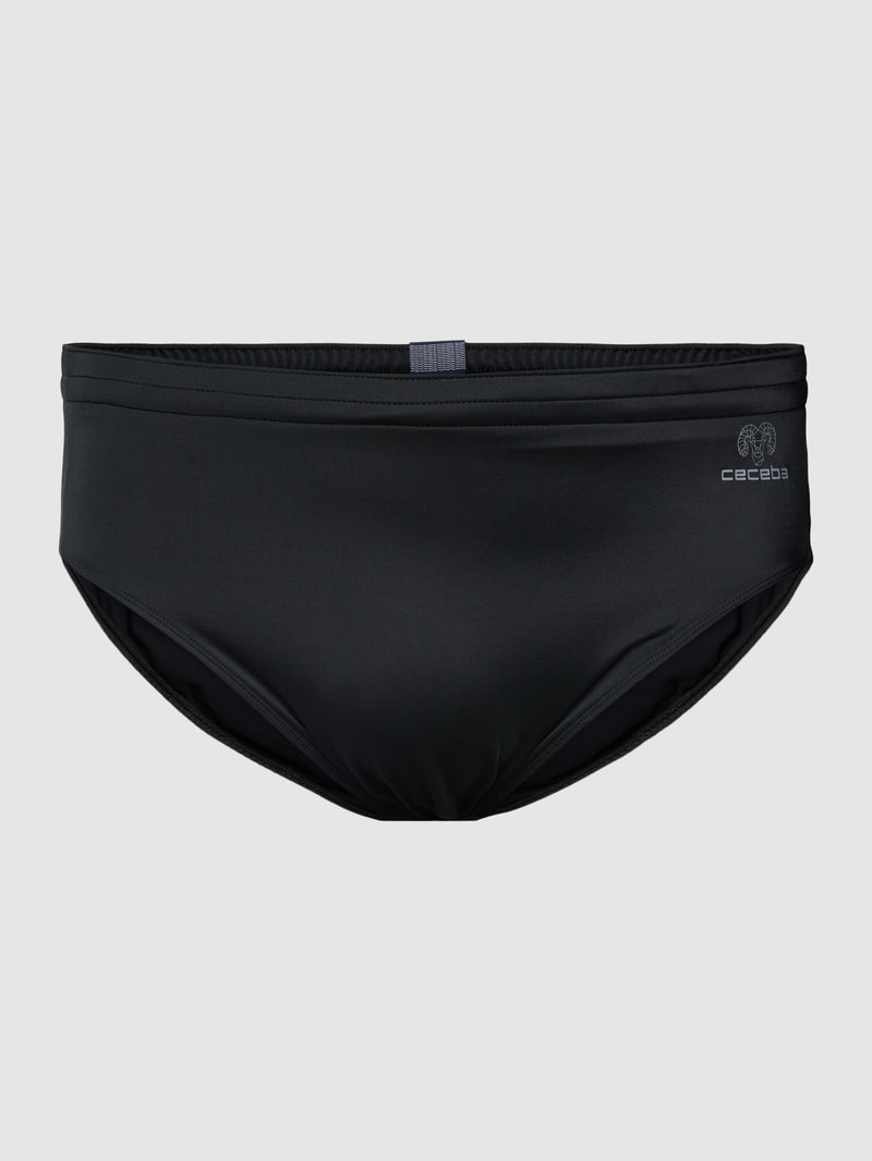 PLUS SIZE Badehose mit Label-Print Modell 'ATLANTA' in schwarz