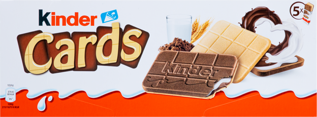 Kinder Cards Kekswaffel mit Milch und Kakao