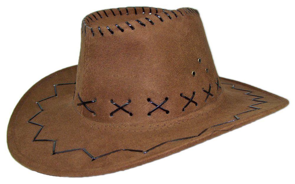 Funny Fashion Cowboy-Kostüm Kinder Cowboyhut im Wildlederlook mit Ziernähten