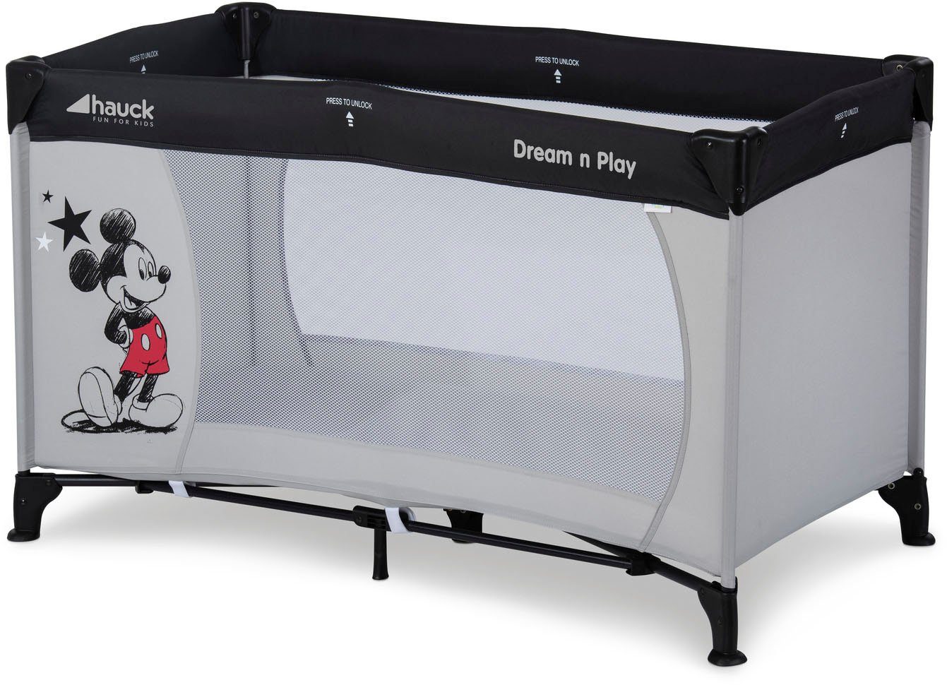 Hauck Baby-Reisebett Dream N Play - Mickey Stars, inkl. Transporttasche