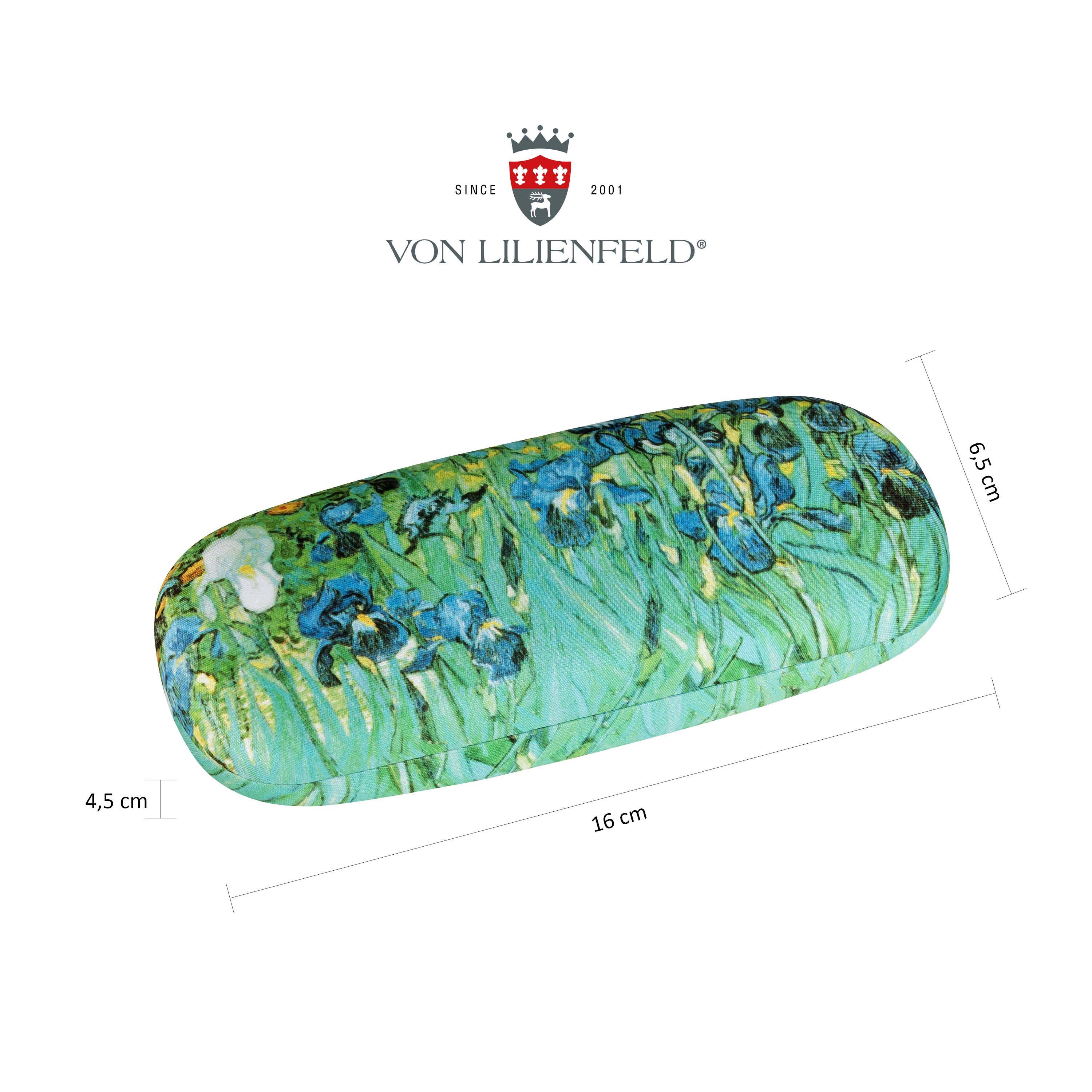 von Lilienfeld Brillenetui Brillenetui Vincent van Gogh Iris Blumen Kunst Motiv Brillenbox, stabiles mit Mikrofaser bezogenes Hardcase