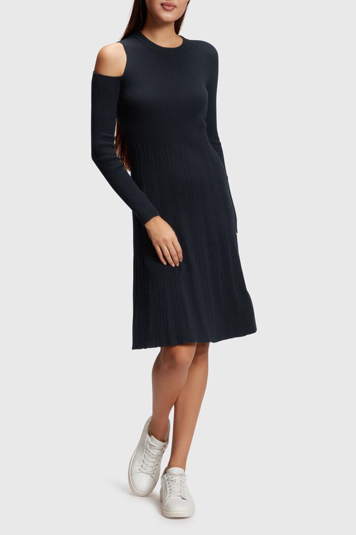Rippstrick-Pulloverkleid mit Cut-out