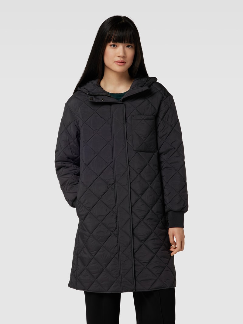 Steppmantel mit Kapuze in schwarz