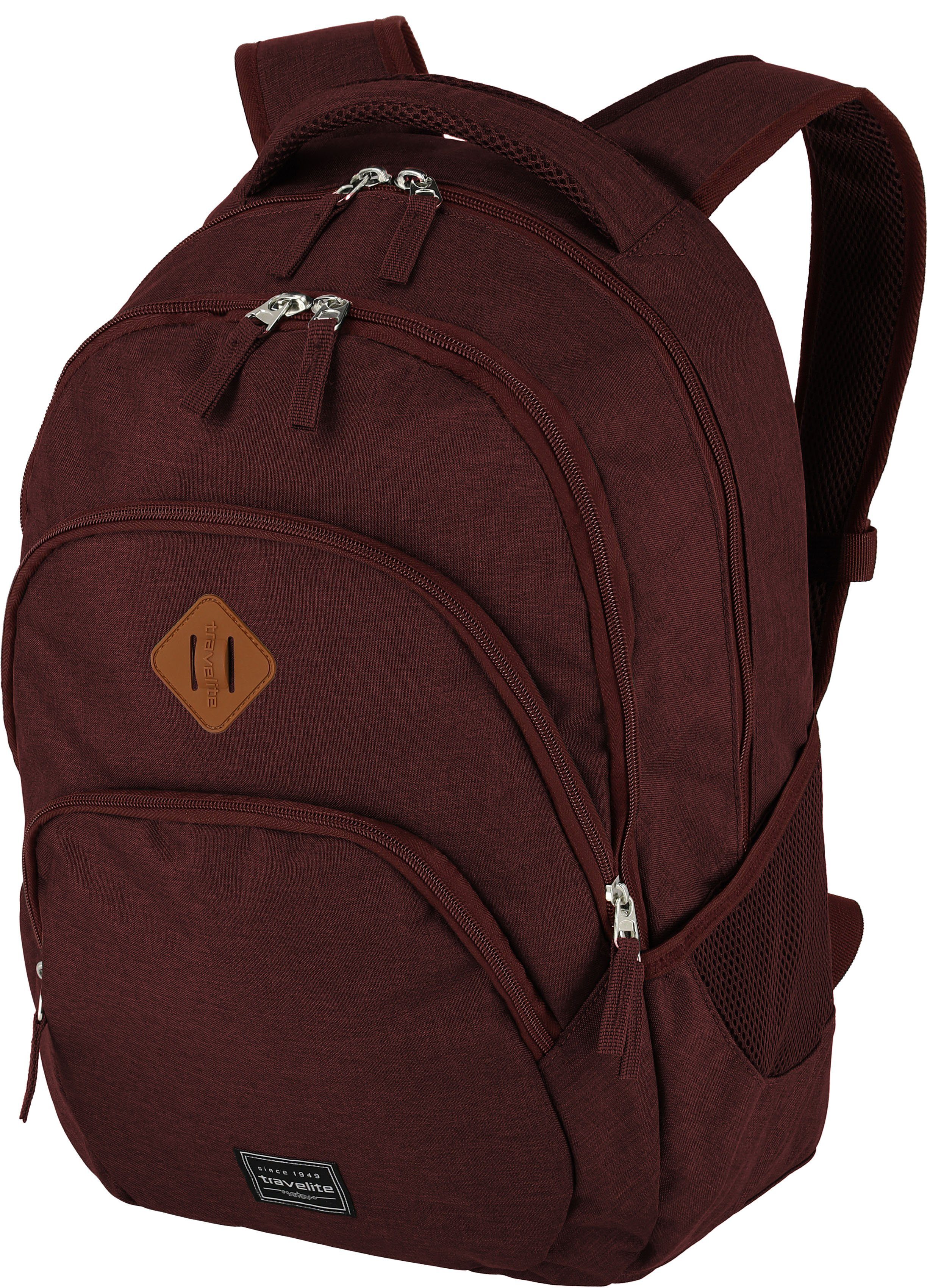 travelite Laptoprucksack Basics, bordeaux, mit 15-Zoll Laptopfach