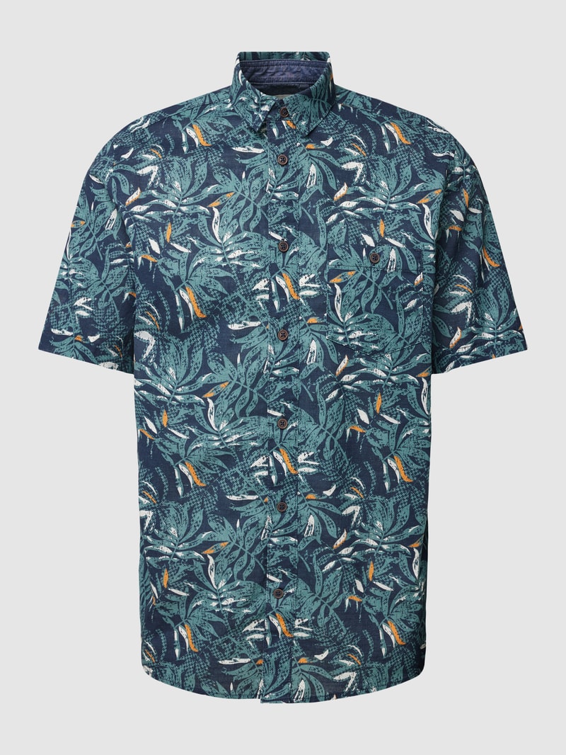 Freizeithemd mit Allover-Print in marineblau