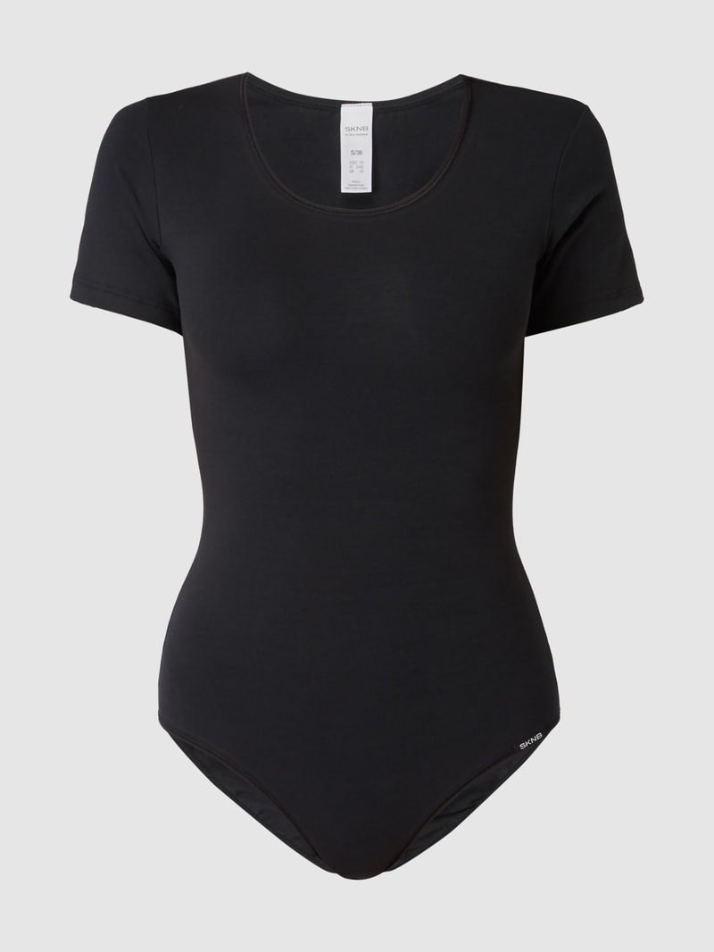 Body mit kurzem Arm in schwarz