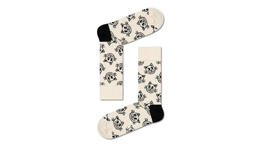 Happy Socks Unisex Socken Cat Beige