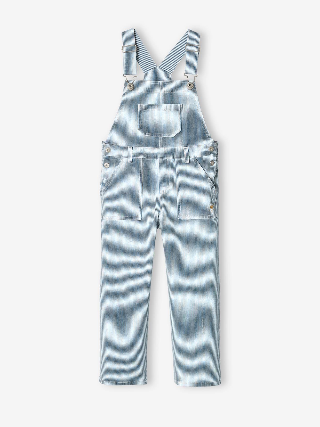 Salopette rayée fille rayé bleu