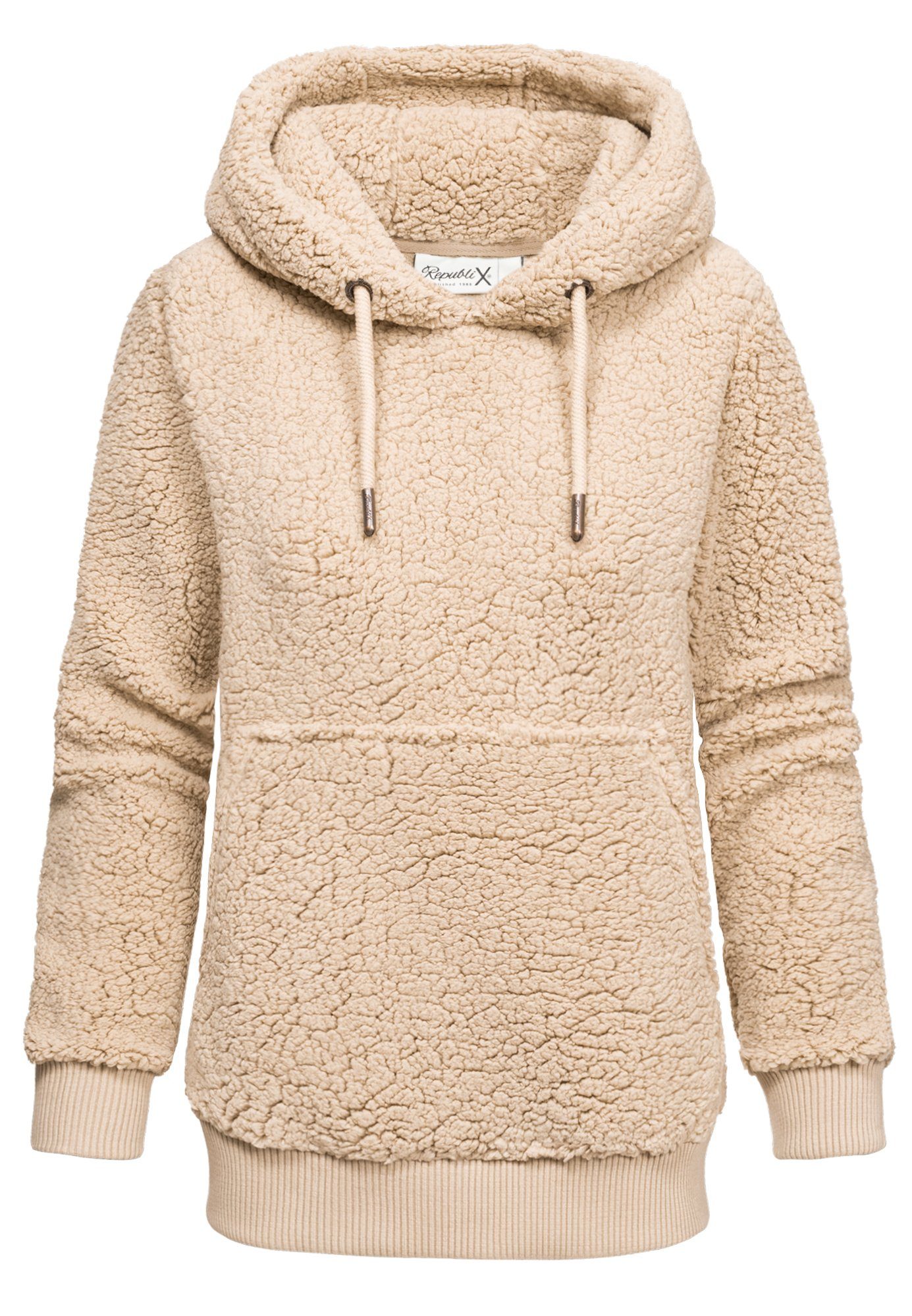 REPUBLIX Kapuzenpullover CHARLIZE Damen Teddy Sweatjacke Plüsch Hoodie Pullover Jacke