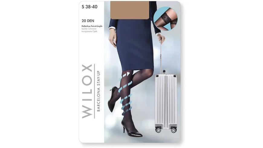 WILOX travel & work Damen halterlose Stützstrümpfe BARCELONA 20 DEN champagner