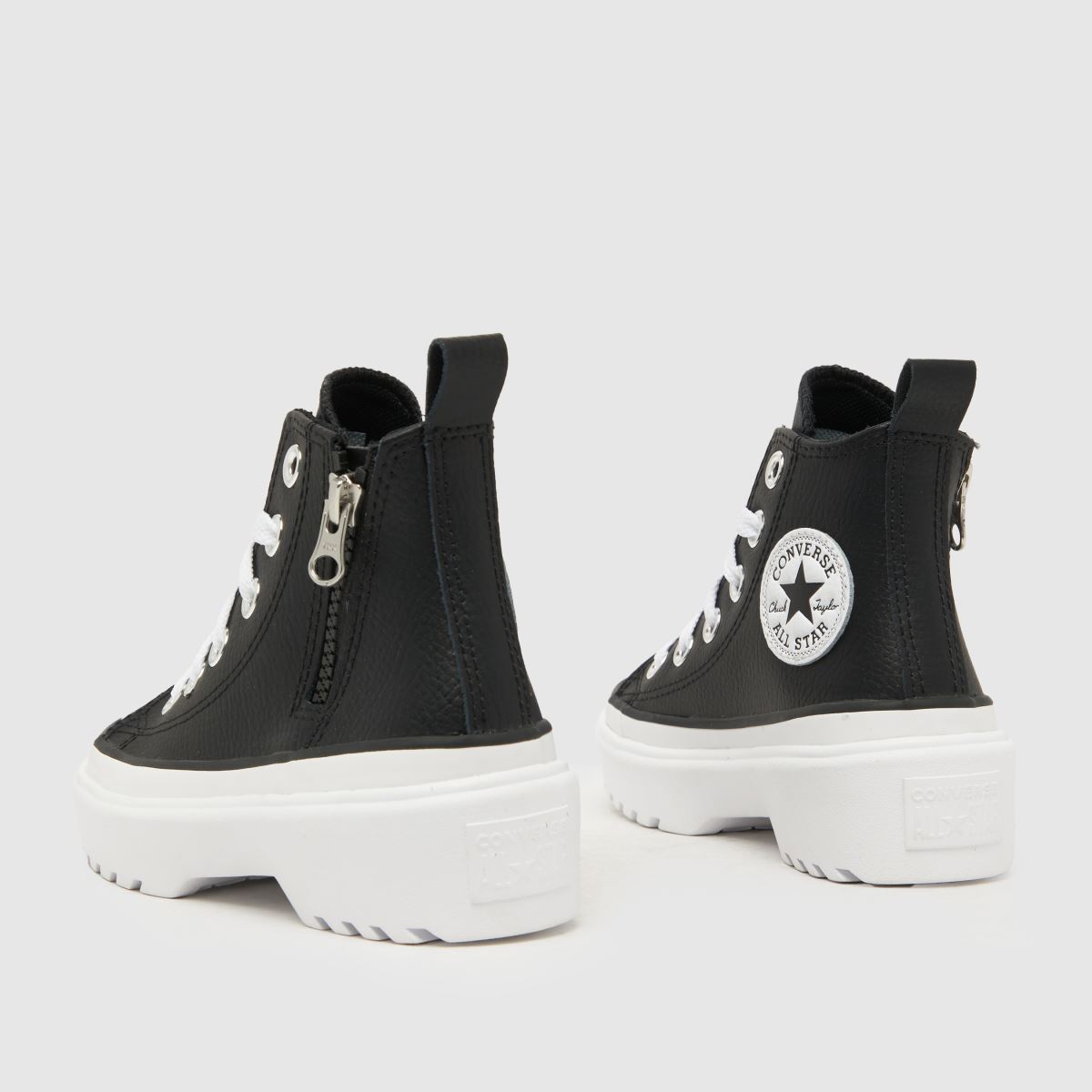 Converse svarta och vita All Star Lugged Lift Hi Junior-sneakers