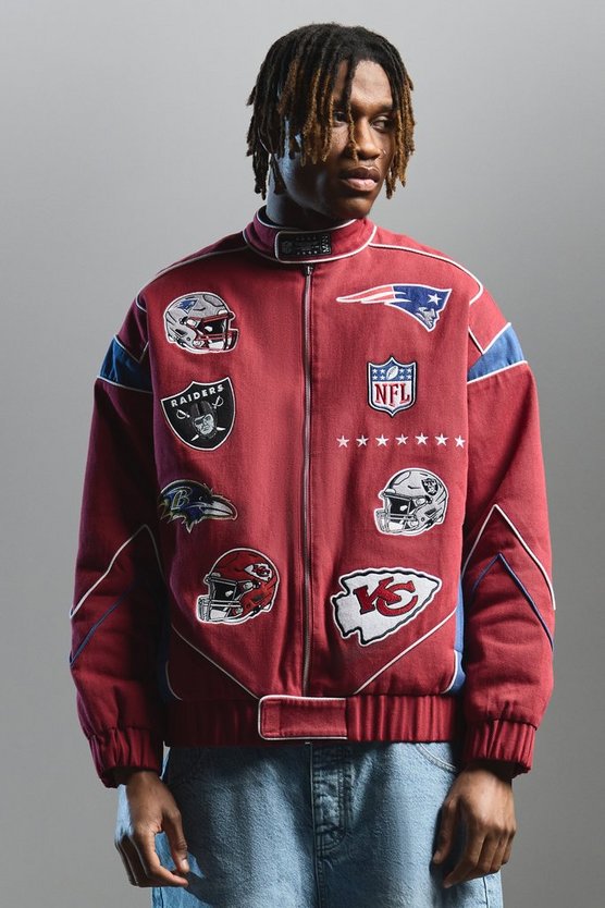 Oversize Nfl PU-Jacke mit Applikation