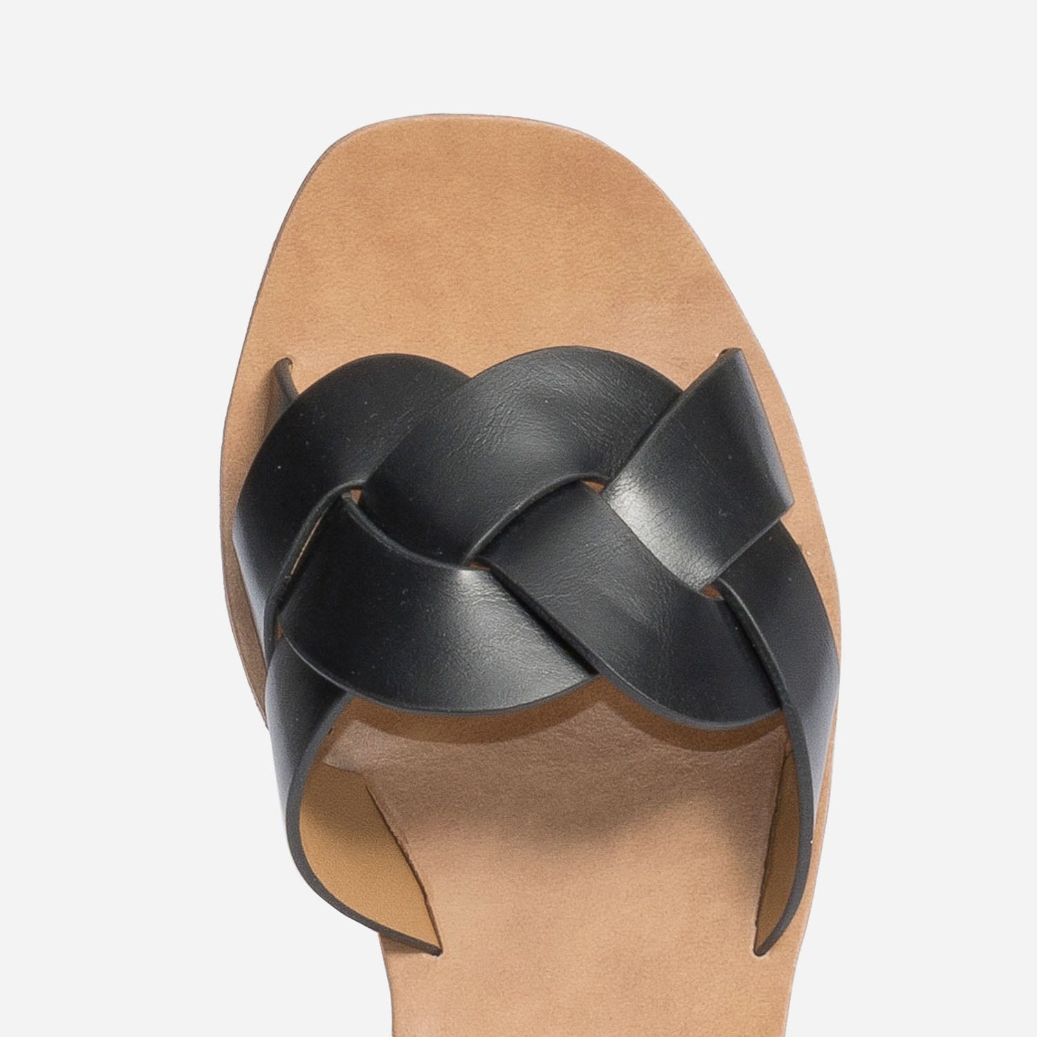 Mule noire à bride tressée
