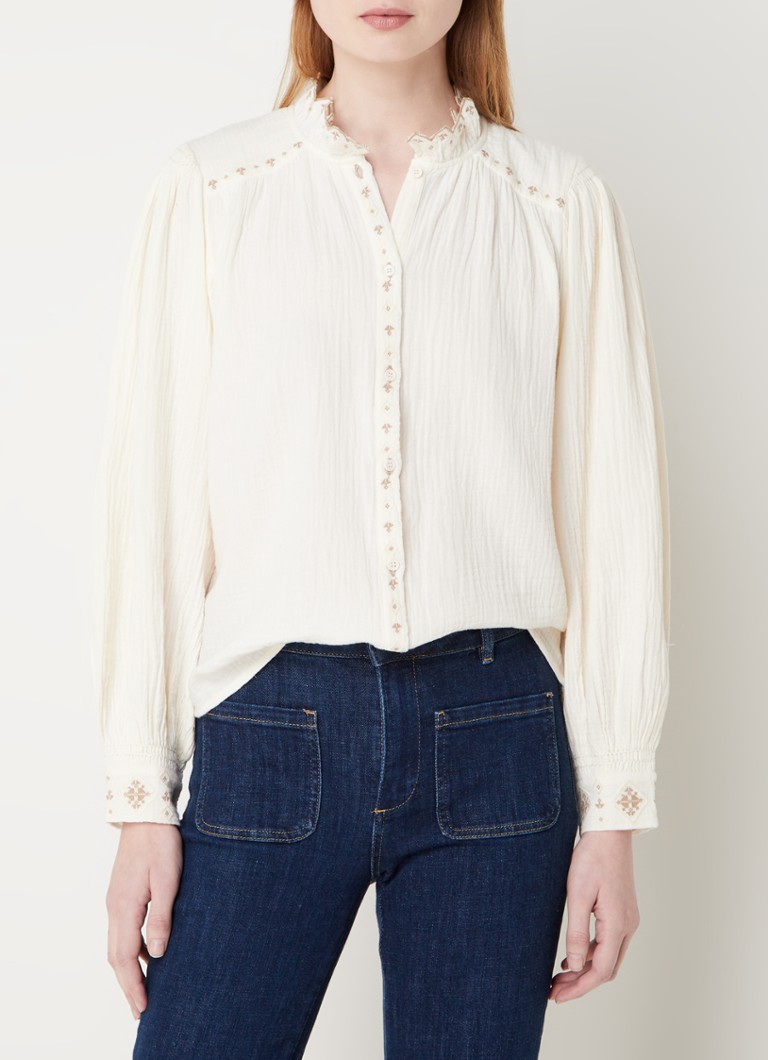 ba&sh Cara blouse with embroidery and balloon sleeve