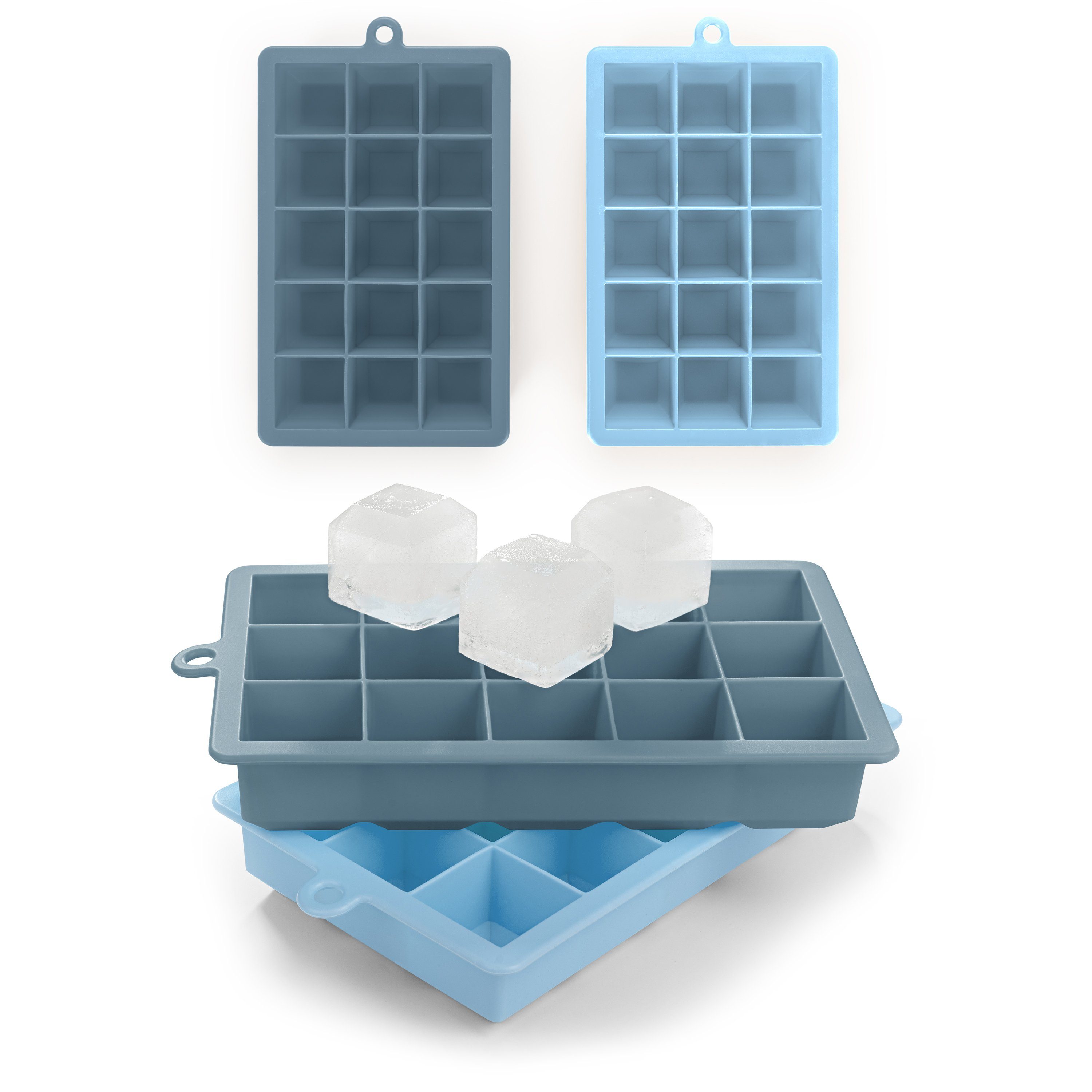 Blumtal Eiswürfelform Eiswürfelform Silikon Würfel - Würfelgröße XL, 2x15er Pack, BPA frei, Leichtes Herauslösen der Eiswürfel