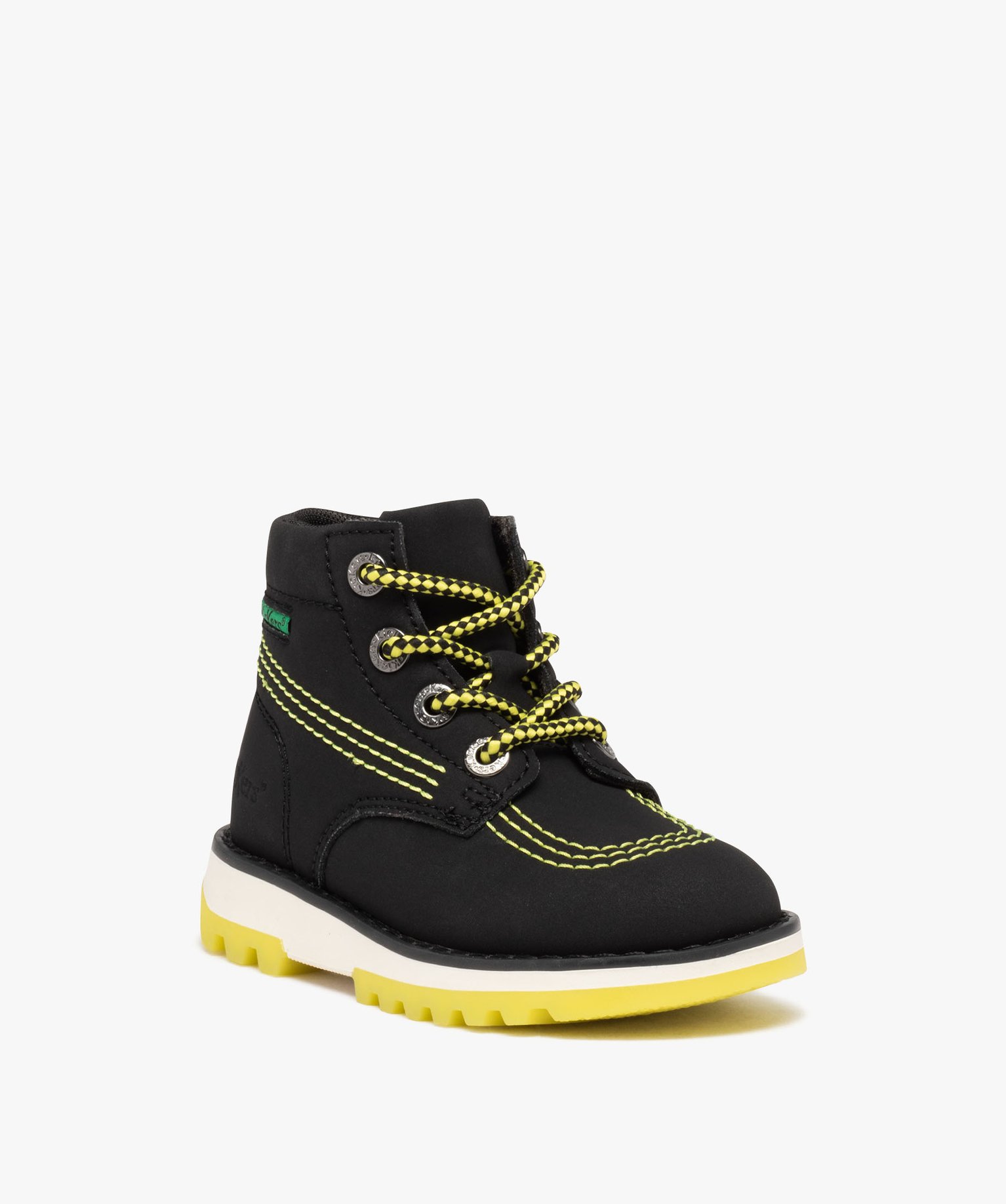Boots Garçon bicolores à lacets et à zip - Kickers noir | GEMO