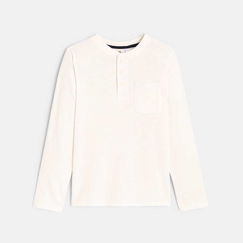 T-shirt à col boutonné blanc garçon