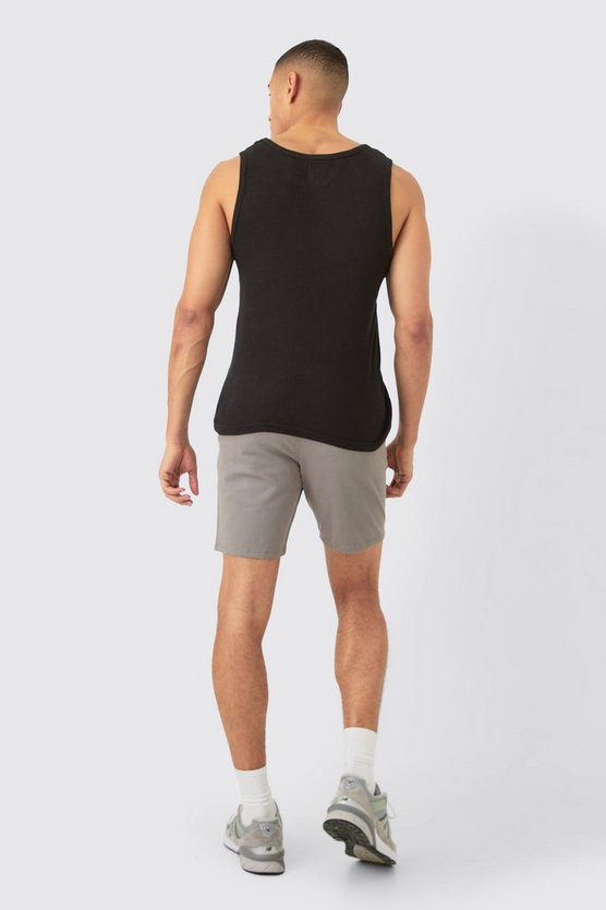 Graue Skinny Chino-Shorts