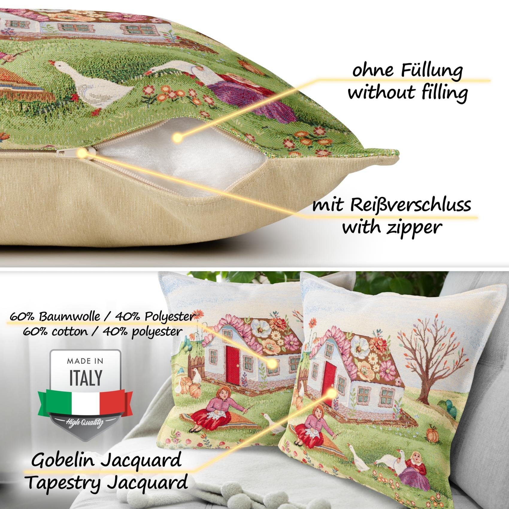 ANRO Dekokissen Kissenbezug Kissenhülle Deko Kissen Gobelin mit oder ohne Füllung, Jacquard Gobelin